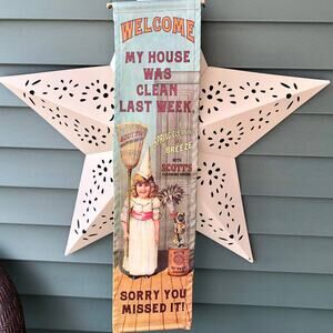 Welcome "My House Was Clean Last Week" Canvas Banner Wall Hanging